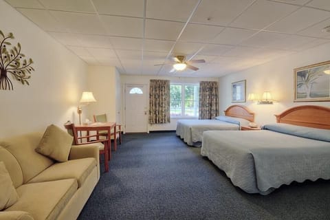 Ground Floor, 2 Queen Beds | Blackout drapes, iron/ironing board, free WiFi, bed sheets