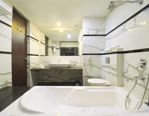 Suite | Bathroom | Combined shower/tub, free toiletries, hair dryer, towels