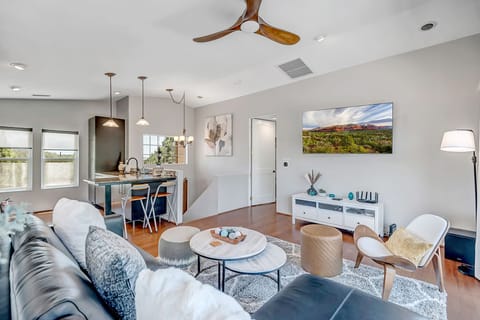 Open Living Room into Kitchen and Dining Areas