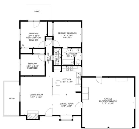 A detailed floor plan of this rental.