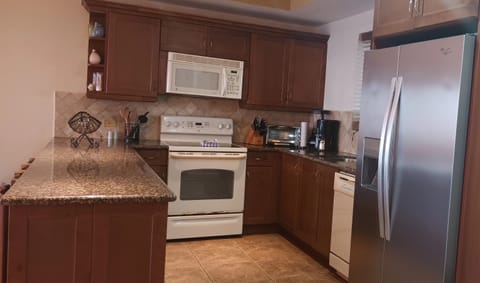 Deluxe Apartment | Private kitchen | Full-size fridge, microwave, toaster, blender