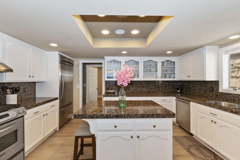 Fully stocked gourmet kitchen with everything you need to cook a holiday meal.