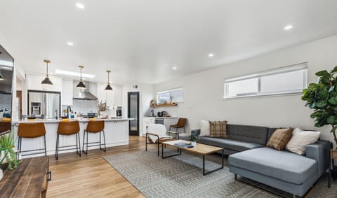The living area is close to the full kitchen.