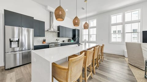 Kitchen with bar seatin