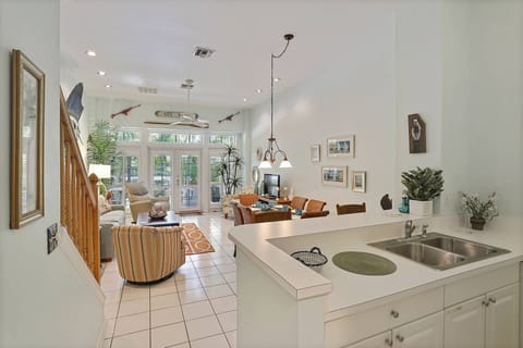 Kitchen and living area.