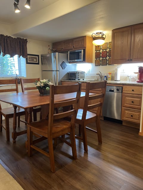 The dining table seats 4 for dining, games or it can be used as a work station.