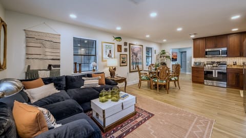 The front living room flows into the dining area...
