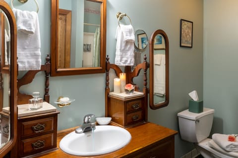 Deluxe Suite | Bathroom | Combined shower/tub, rainfall showerhead, towels, soap