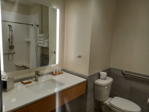 Room, 2 Queen Beds, Accessible, Non Smoking (Roll-in Shower) | Bathroom | Rainfall showerhead, free toiletries, hair dryer, towels