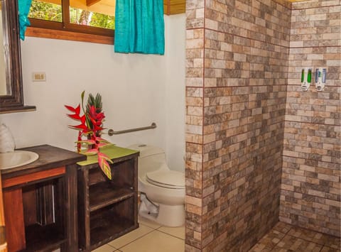 Deluxe Cabin | Bathroom | Shower, hair dryer, towels