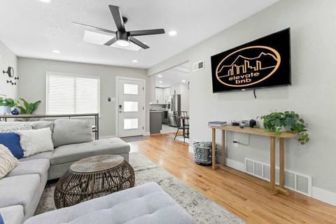 Stream a show or movie on the large Roku TV.