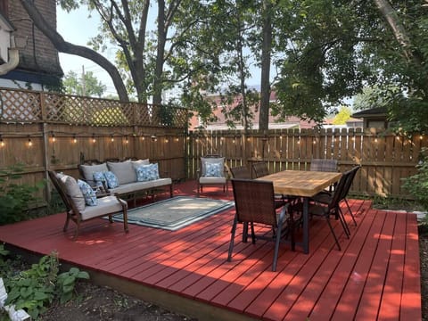 Our back patio is large and private. You can event enjoy the live music coming from the riverscape in the summer months on the weekends.