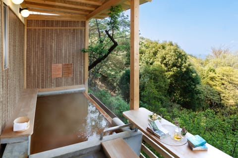 Sora Japanese Style Family Suite Room with Open-Air Golden Hot Springs | Bathroom | Separate tub and shower, deep soaking tub, free toiletries, hair dryer