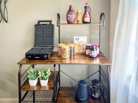 Waffle bar! Starter supply of waffle mix included, and lots of mixins and syrups