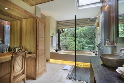 Villa, 1 Bedroom, Private Pool | Bathroom | Separate tub and shower, deep soaking tub, rainfall showerhead