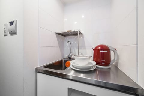 Fridge, microwave, electric kettle