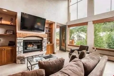 Warm up in front of the fireplace after a long day on the mountain.