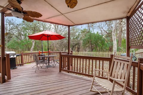 Back yard wooden Deck with Grill