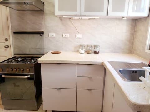 Deluxe Apartment | Private kitchen | Full-size fridge, microwave, oven, espresso maker