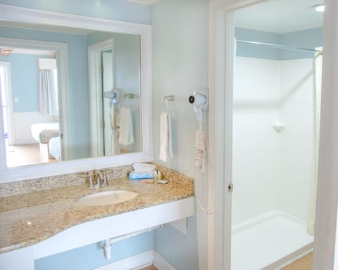 Two Queen Size Bed | Bathroom | Combined shower/tub, hair dryer, towels