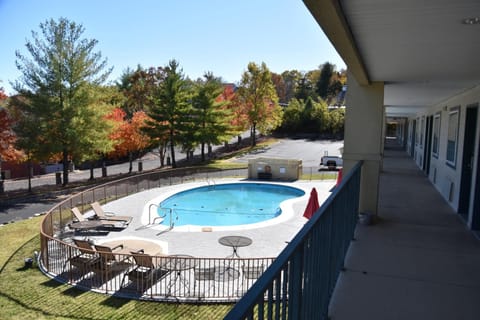 Seasonal outdoor pool, open 10:00 AM to 11:00 PM, pool umbrellas