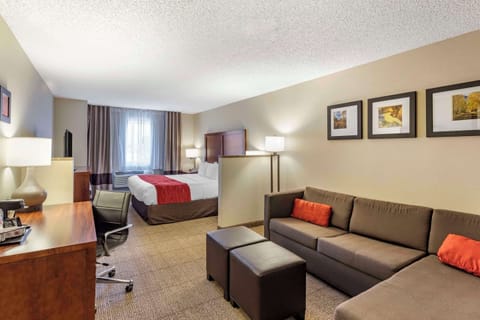 Suite, 1 King Bed, Accessible, Non Smoking | Down comforters, desk, laptop workspace, blackout drapes