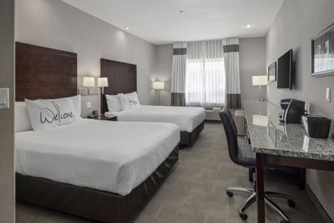 Queen Room with 2 Queen Beds | Premium bedding, desk, laptop workspace, blackout drapes
