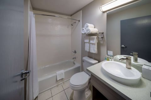 Room, 1 Queen Bed, Non Smoking | Bathroom | Combined shower/tub, free toiletries, hair dryer, towels