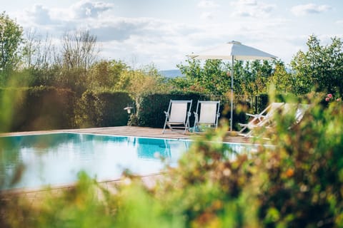 Seasonal outdoor pool, pool umbrellas, sun loungers