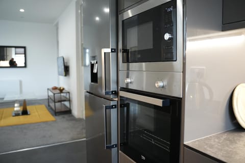 Apartment | Private kitchen | Fridge, microwave, oven, stovetop