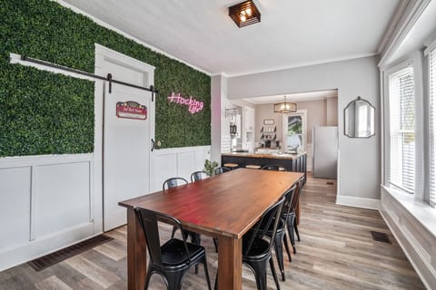 Dining room, Cinema Room Entrance, Neon Hocking Hills Sign