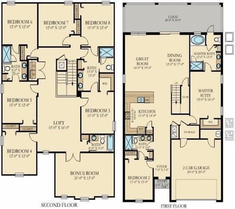 House, Multiple Beds (9312 SH - Champions Gate - Unique Hig) | Floor plan