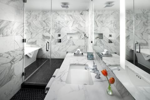 Suite, 1 Bedroom, Garden View | Bathroom | Shower, designer toiletries, hair dryer, bathrobes