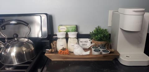 Coffee, tea, decaf, cream, sugar & mugs all provided