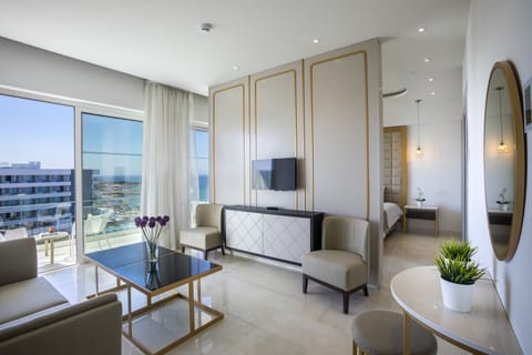 Family Suite, 1 Bedroom, Balcony, Ocean View | Living area | Flat-screen TV