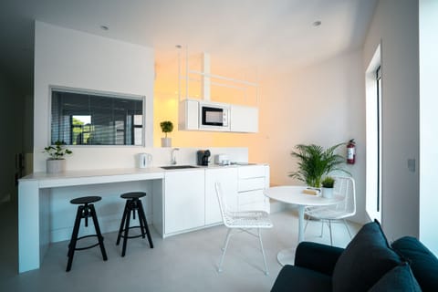 Premium Studio | Private kitchen | Full-size fridge, microwave, stovetop, espresso maker