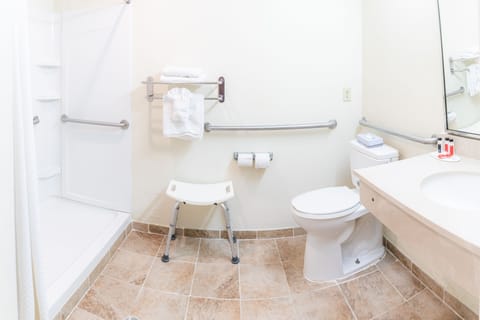 Room, Accessible | Bathroom | Combined shower/tub, deep soaking tub, hydromassage showerhead