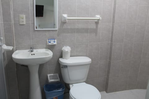 Shower, towels, soap, shampoo