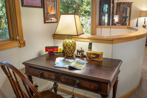 Enjoy the antique touches and view while you toil.