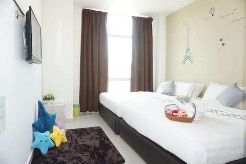 Family Quadruple Room, 2 Queen Beds, City View | 1 bedroom, desk, iron/ironing board, free WiFi