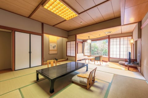 Japanese Style Room with Open-air Bath, Half Board | Down comforters, in-room safe, free WiFi, bed sheets