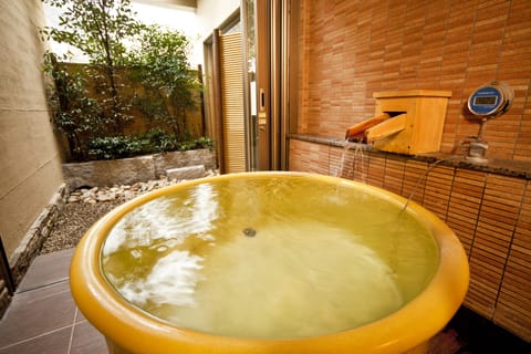 Japanese-Western Style Room with Open-air Bath, Half Board | Deep soaking bathtub