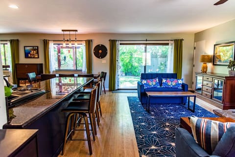 Front living room features two sleeper sofas, one twin and one queen.