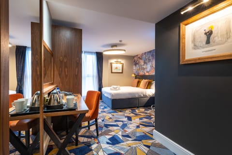 Hypo-allergenic bedding, desk, laptop workspace, iron/ironing board