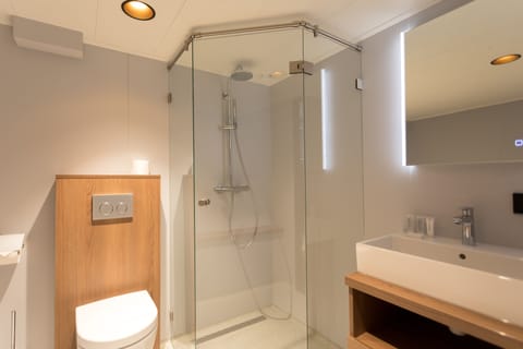 Deluxe Room | Bathroom | Shower, rainfall showerhead, towels