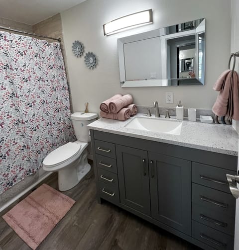 Apartment 1 | Bathroom | Bathtub, free toiletries, hair dryer, towels