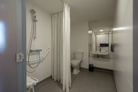 Standard Room, Accessible | Bathroom | Shower, rainfall showerhead, towels, soap