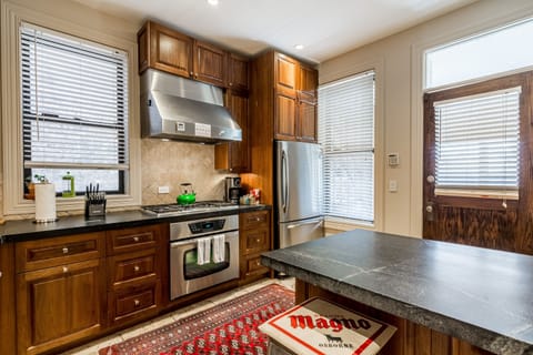 There's even extra bar seating at the kitchen counter