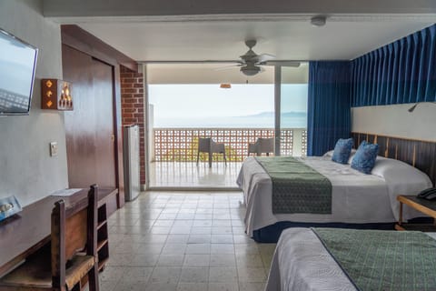 Standard Room, 2 Double Beds, Ocean View | Premium bedding, in-room safe, desk, iron/ironing board