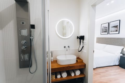 Deluxe Double Room | Bathroom | Shower, hydromassage showerhead, free toiletries, hair dryer